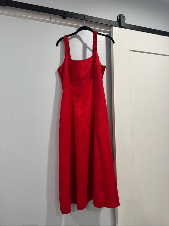 Banana Republic Dresses & Skirts - Red Cherry Glaze Linen Square-Neckline Dress